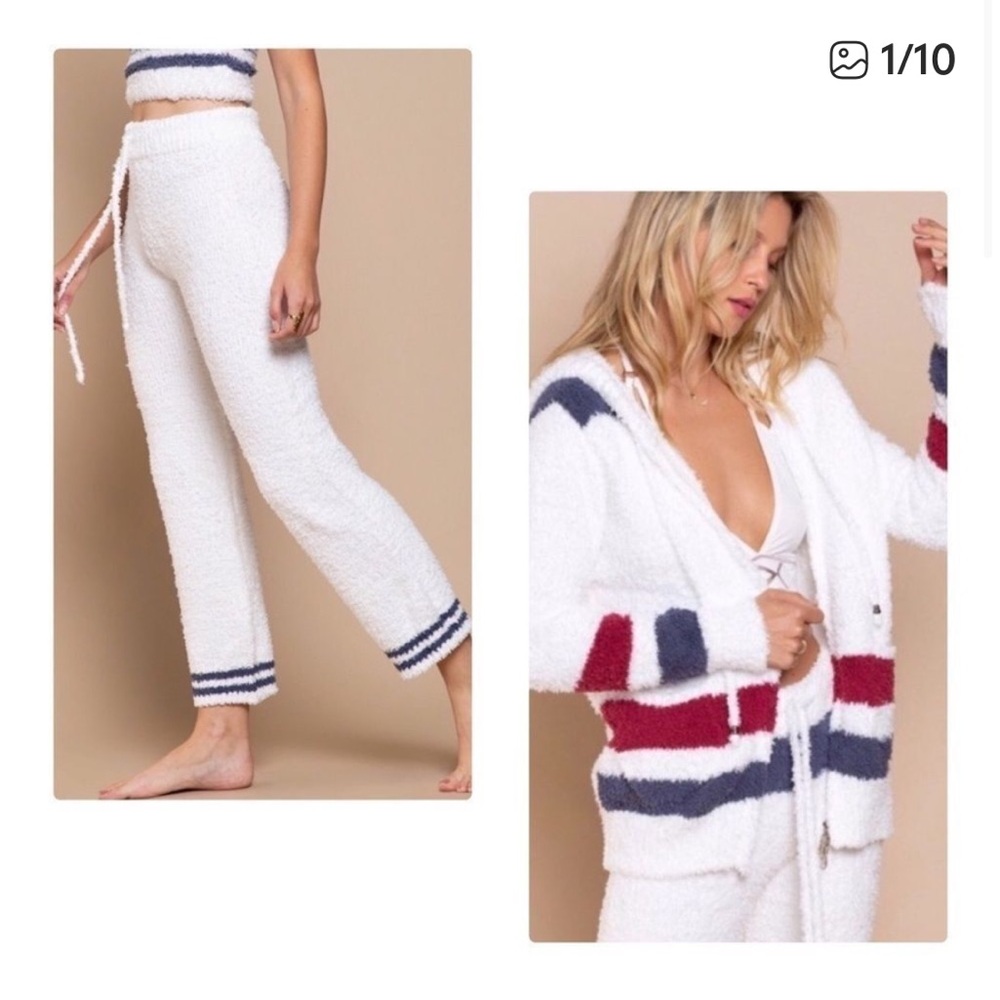 POL Berber Fleece Sweat Pants with Stripe